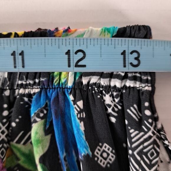 NWT Shana Wide Leg Capri Pants Womens Small Black Tropical Silky Pull On Resort - Picture 12 of 16